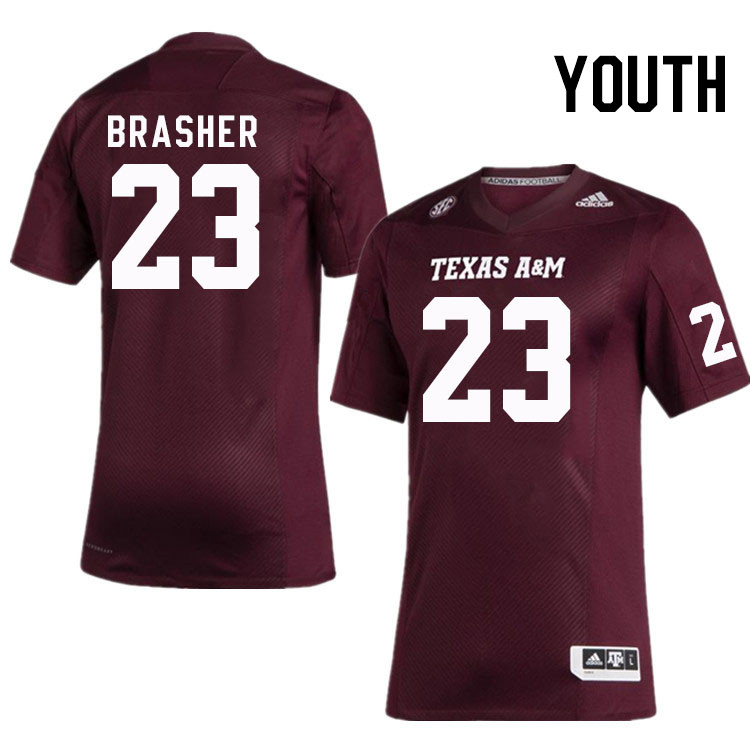 Youth #23 Jacob Brasher Texas A&M Aggies College Football Jerseys Stitched Sale-Maroon
